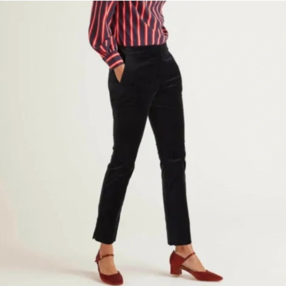 Boden Classic Tapered leg Velvet Pants in black size 10R ankle length - Picture 1 of 14
